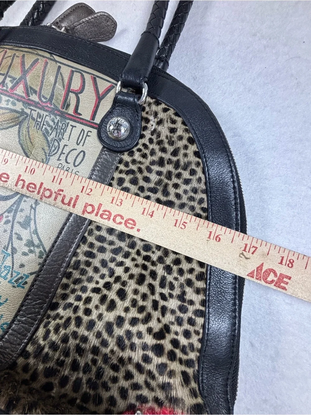 Retired Authentic Brighton “Luxury – The Art of Deco” Large Satchel Leopard Hair